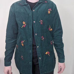 Vintage Autumn Leaves Corduroy Button Up